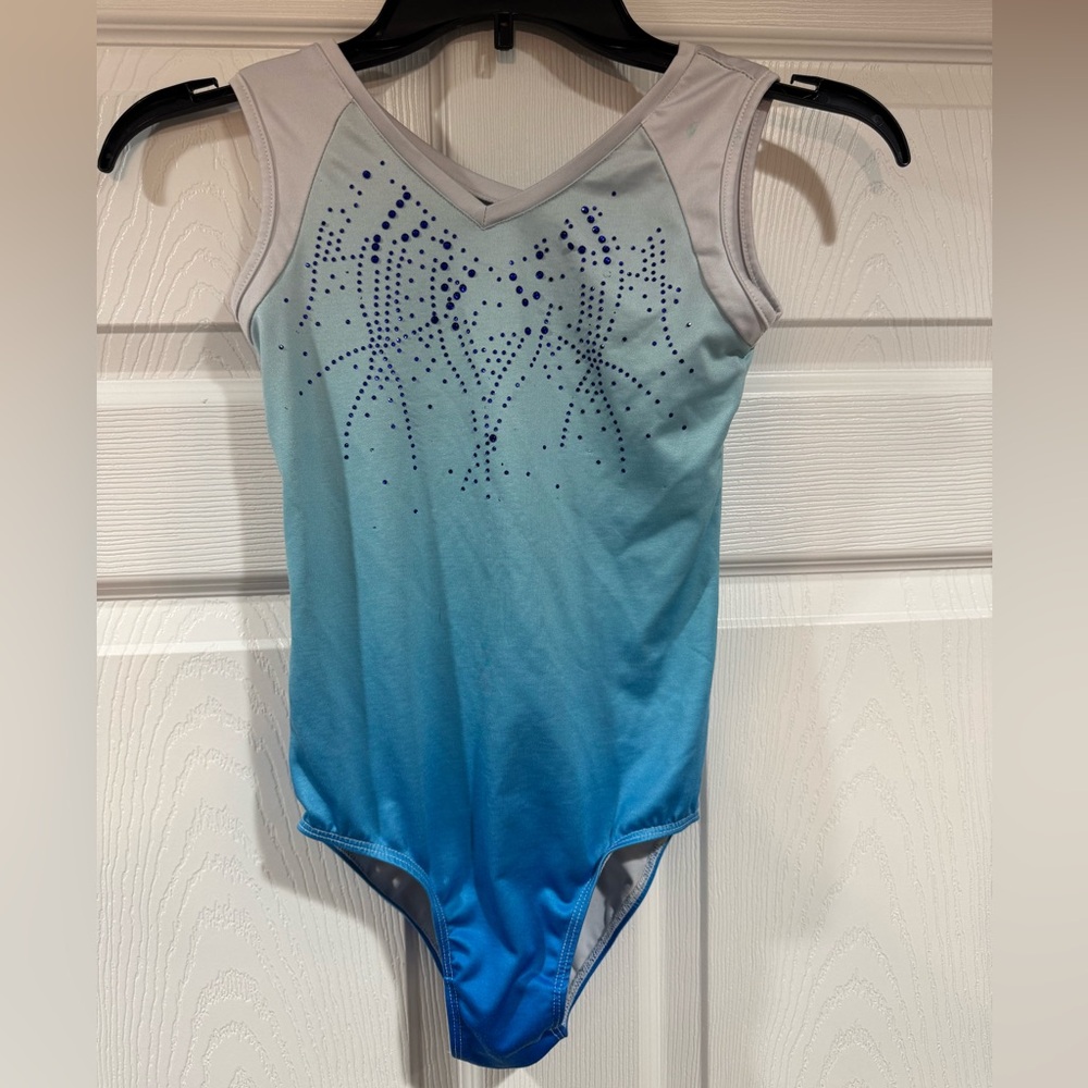 Gymnastics  Dance Leotard Youth size 10A Blue Sparkle
